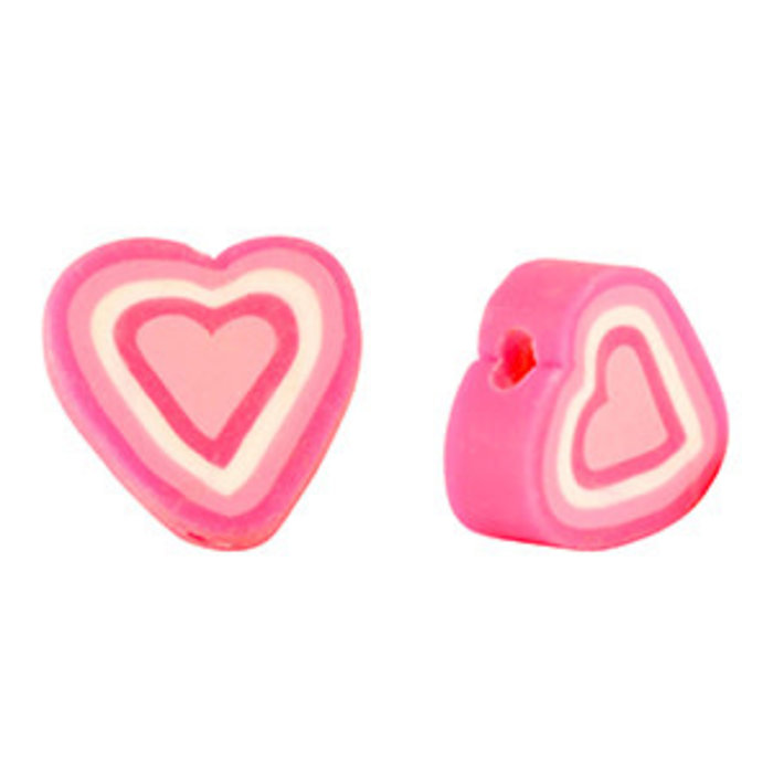 Polymeer kralen hart Multicolour-pink