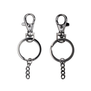Metalen sleutelhangers met ring en ketting 82x25mm