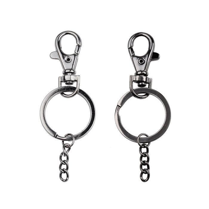 Metalen sleutelhangers met ring en ketting 82x25mm