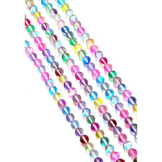 Glaskralen rond half transparant 8mm 5 kraaltjes in zakje