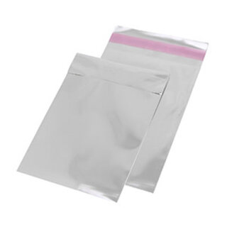 Cadeauzak inpakzakje met plakstrook mat zilver (per stuk)