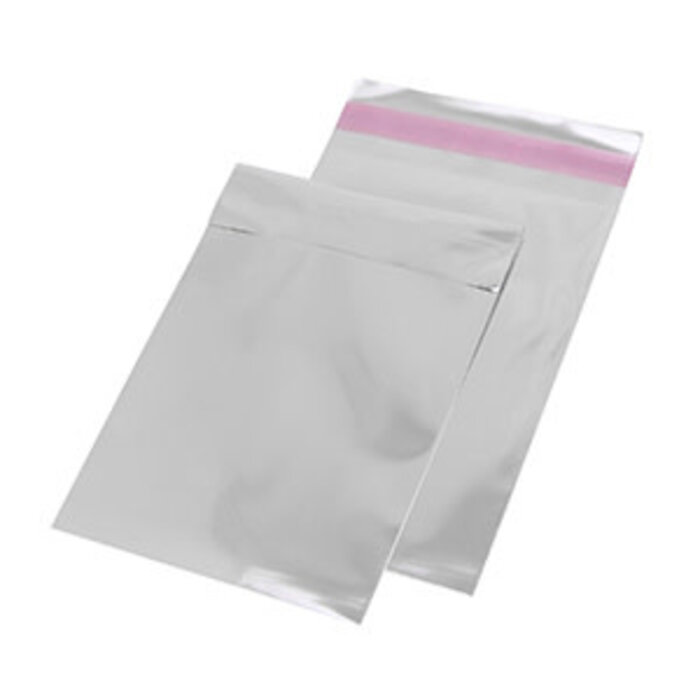 Cadeauzak inpakzakje met plakstrook mat zilver (per stuk)