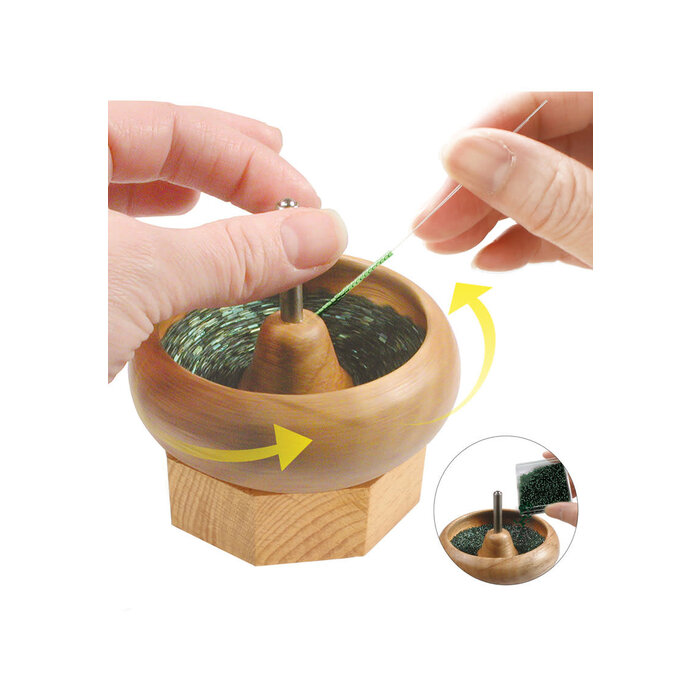 Beadsmith Hout met naald Spin & string mini bead stringing tool/bead loader
