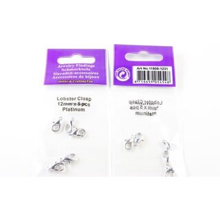 Karabijn haken 12mm zilver kleurig 5x in zakje