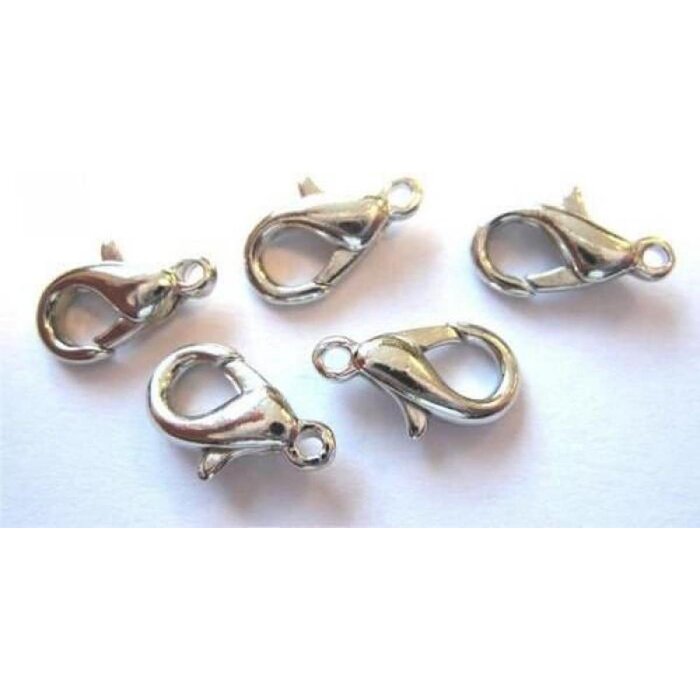 Karabijn haken 12mm zilver kleurig 5x in zakje