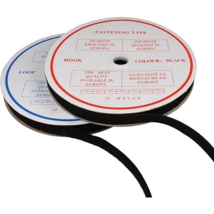 Klittenband naaibaar haak en lus 20mm zwart (per meter)