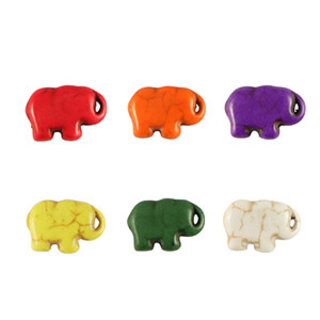 Natuursteen kralen howliet olifant Multicolour 15mm (per stuk)
