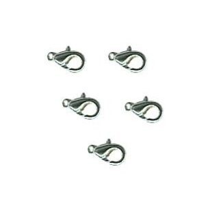 Karabijn haken 10mm zilver kleurig 5x in zakje