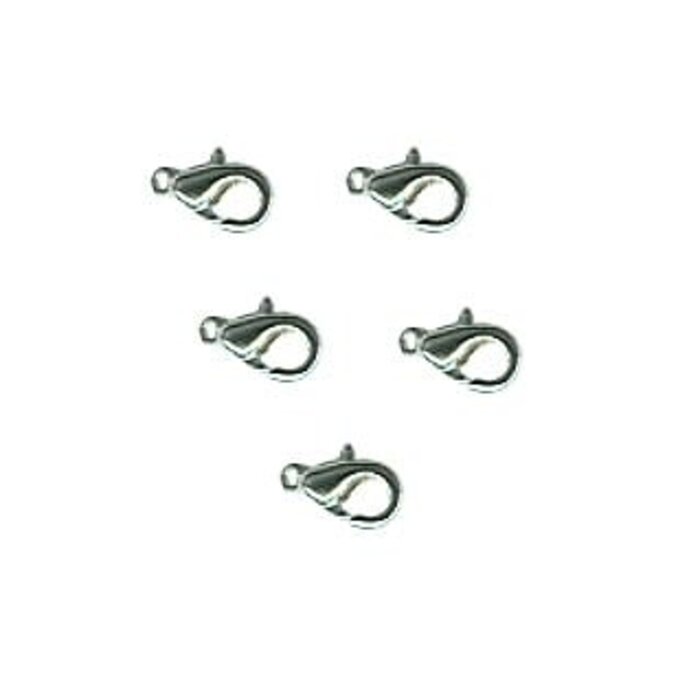 Karabijn haken 10mm zilver kleurig 5x in zakje