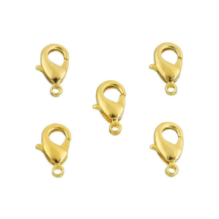 Karabijn haken 10mm goud kleurig 5x in zakje