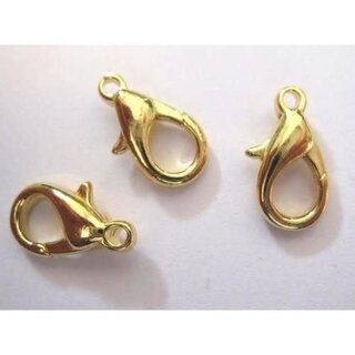 Karabijn haken 15mm goud kleurig 3x in zakje