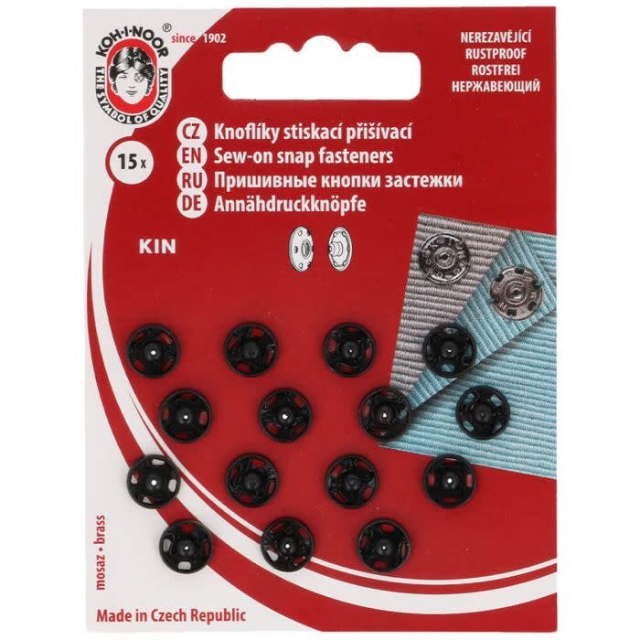 Aannaaidrukknopen zwart 10mm