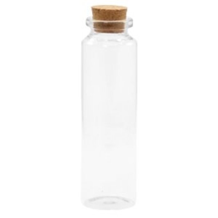 Wens flesje glas met kurk 10x3cm Transparant