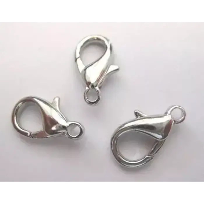 Karabijn haken 15mm zilver kleurig 3x in zakje