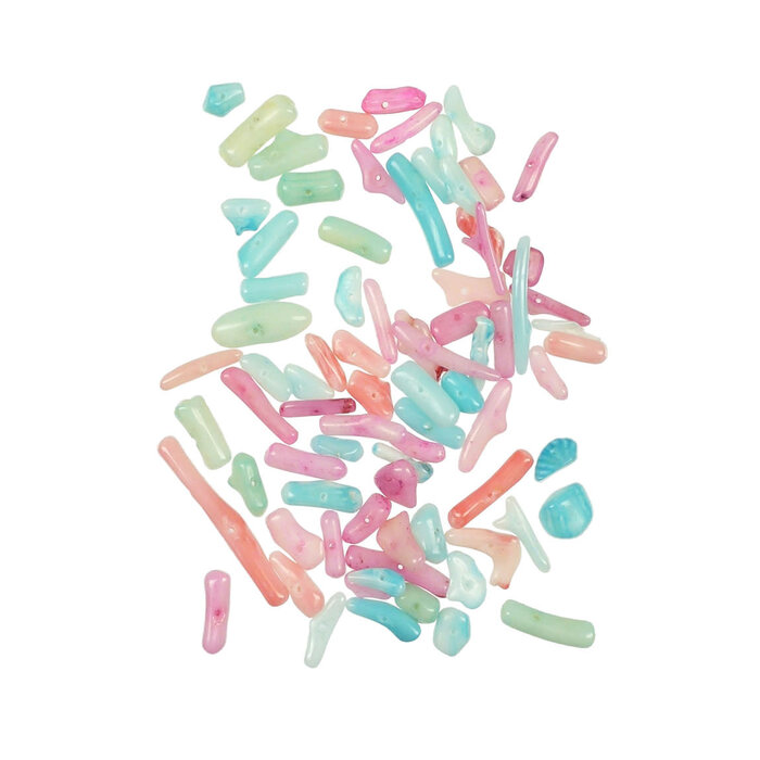 Mix natuursteen kralen koraal onregelmatig 10-18x2-3mm 80st