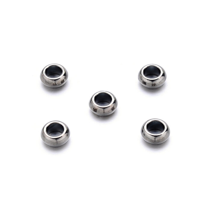 Groot-gat-style metal look kralen rondel 12x4,5mm 20st Black nickelkleur