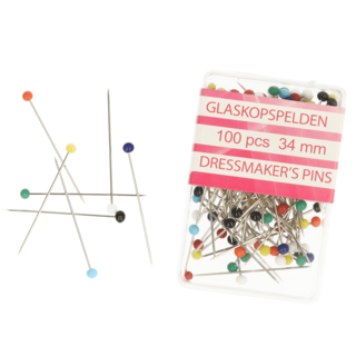 Opry glaskopspelden  100 stuk 34mm