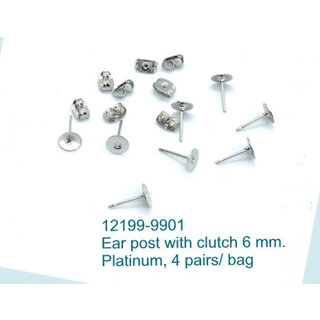 Zakje oorstekers 6 mm (8 stuks) zilverkleurig