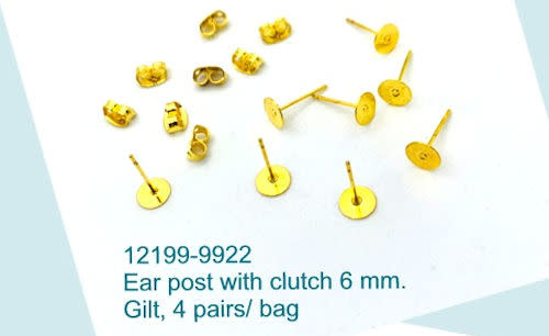 Zakje oorstekers 6 mm (8 stuks) goudkleurig