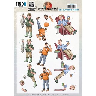 3D Cutting Sheets - Yvonne Creations - All For Men knipvel