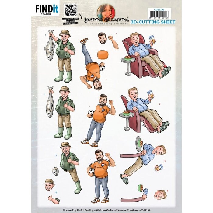 3D Cutting Sheets - Yvonne Creations - All For Men knipvel