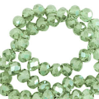 Top Facet kralen 6x4mm disc Vineyard green-pearl shine coating 88st