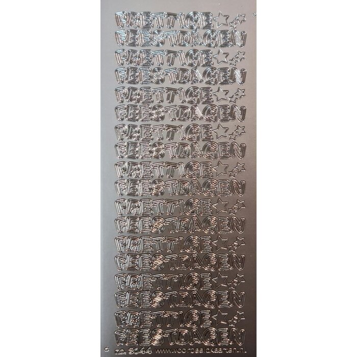 Sticker zilver prettige feestdagen hoofdletters 3044