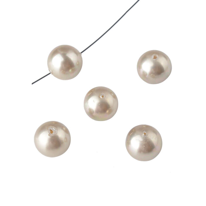 Parelmoer kralen licht goud rond 8mm 15st in zakje