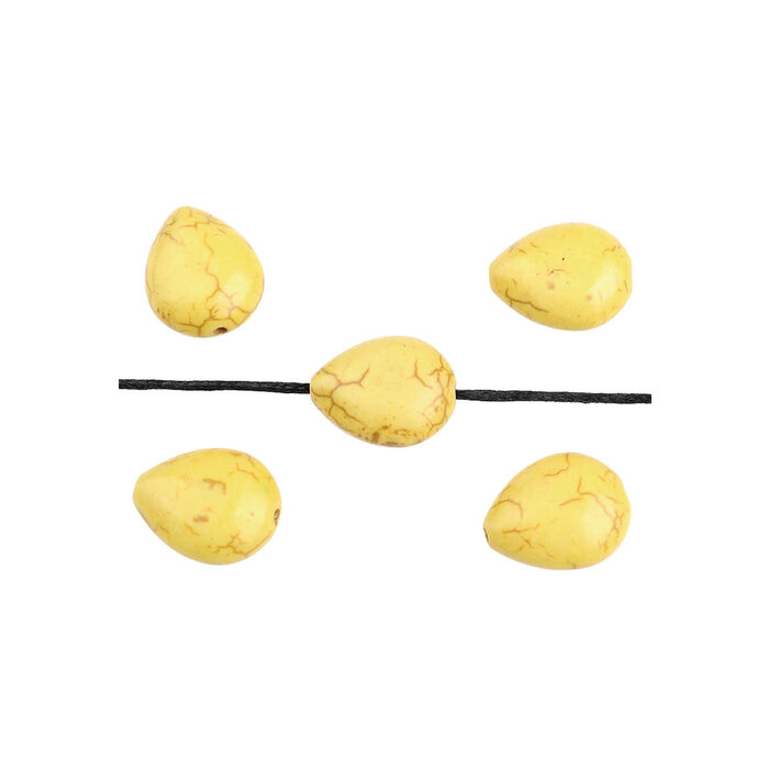 Natuursteen kralen Turquoise Howlite druppel 14x10x6mm