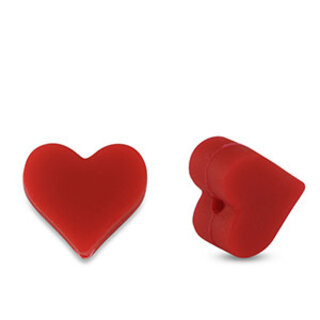 Siliconen kralen hart Red 12x14mm
