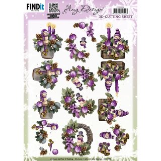3D Cutting Sheet - Amy Design - Purple Christmas