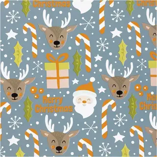 Inpakpapier 1 Rol, 5 M, Kerstman, Kerstcadeau, Lolly, Rendier, B: 50 cm, 80 gr, Grijs