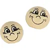 Houten ballen met gezichten 12 mm, Licht Beige 20st