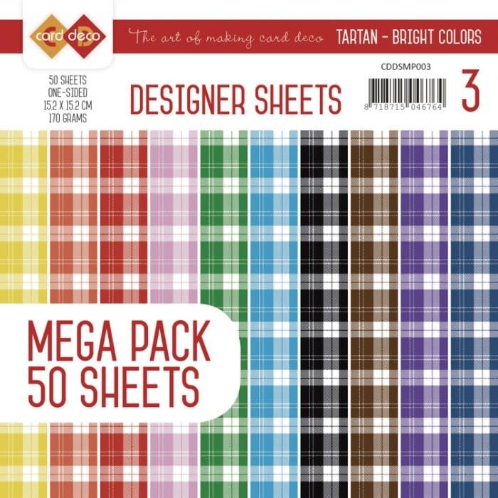Tartan Bright Colors Mega Pack 3 Designer Sheets by Card Deco