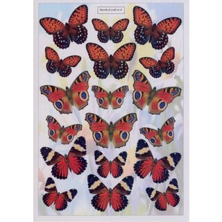 Knipvel 3D  parelmoer WOC - nr 04 - Red Butterflies