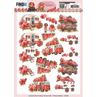 3D knipvel - Yvonne Creations - Rose Decorations - Rose Transport