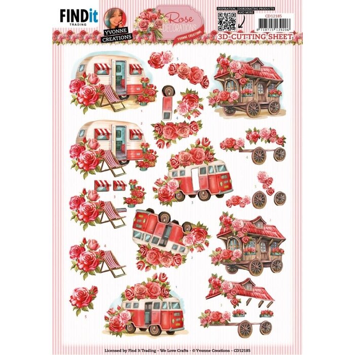 3D knipvel - Yvonne Creations - Rose Decorations - Rose Transport