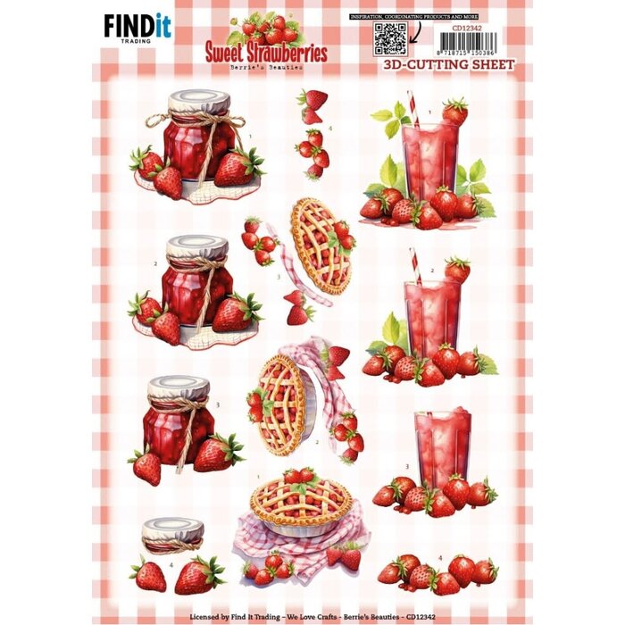 3D knipvel - Berries Beauties - Sweet Strawberries - Strawberry Pie