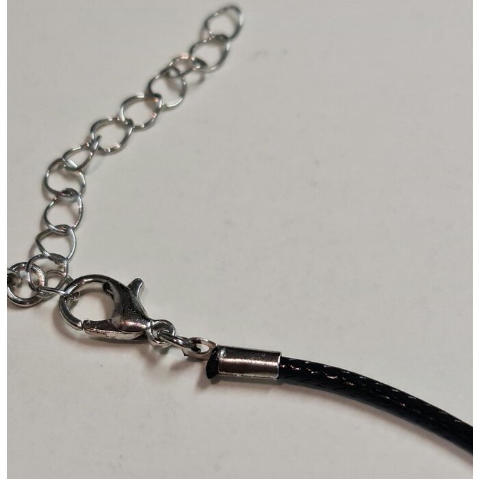 Lederen gevochten Koord Ketting (2,0 mm, 45 cm) RVS sluiting