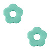 Acryl bedels bloem Turquoise 27mm (per stuk)