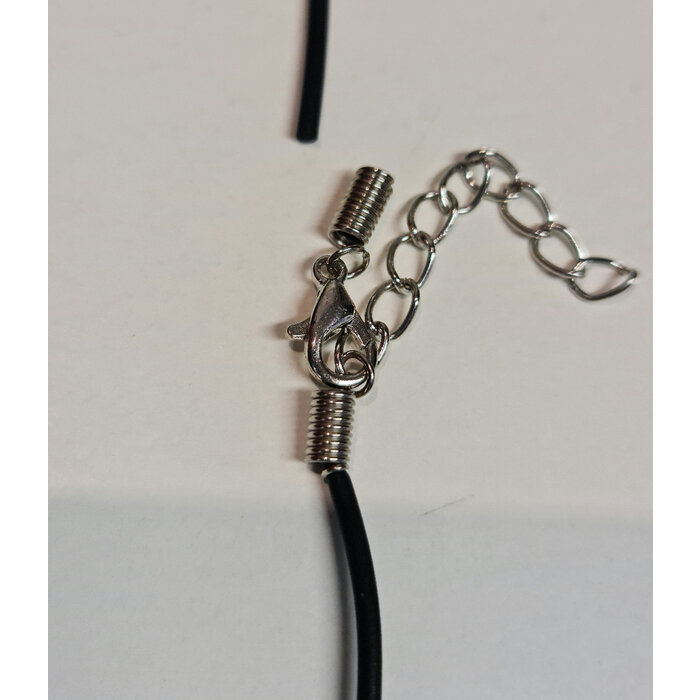 Hals ketting 40cm lang, 5cm verlengketting dikte 2 mm gummi/rubber