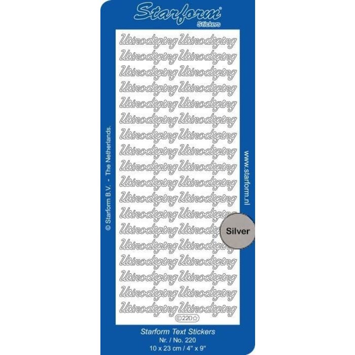 Sticker uitnodiging zilver Starform