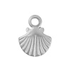 Roestvrij stalen (RVS) Stainless steel bedels schelp zilver 13x10mm per stuk