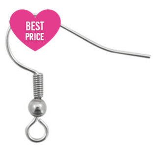 Roestvrij stalen (RVS) Stainless steel onderdelen oorbellen / oorhanger Antiek zilver 20st