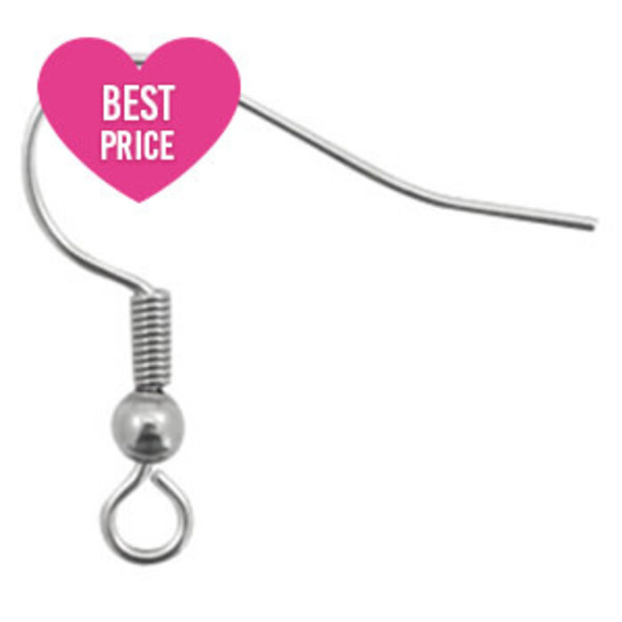 Roestvrij stalen (RVS) Stainless steel onderdelen oorbellen / oorhanger Antiek zilver 20st