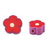 Polymeer kralen bloem rood 10mm