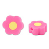 Polymeer kralen bloem hard roze 10mm