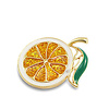 Broches sinaasappel Orange-green-gold metaal 38x24mm