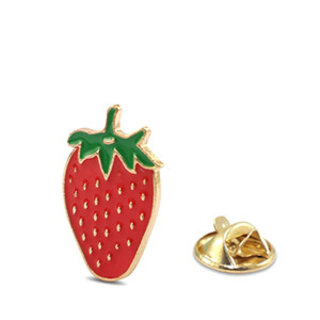 Pins aardbei Red-green-gold metaal 24x15mm