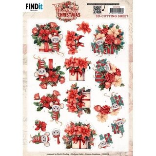 CD12358 3D Cutting Sheet - Yvonne Ceations - Floral Christmas- Floral Presents